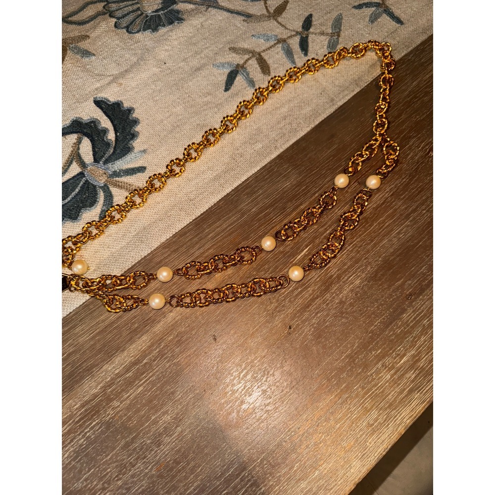 The Limited Gold‎ Chain Belt with Faux Pearl Accents